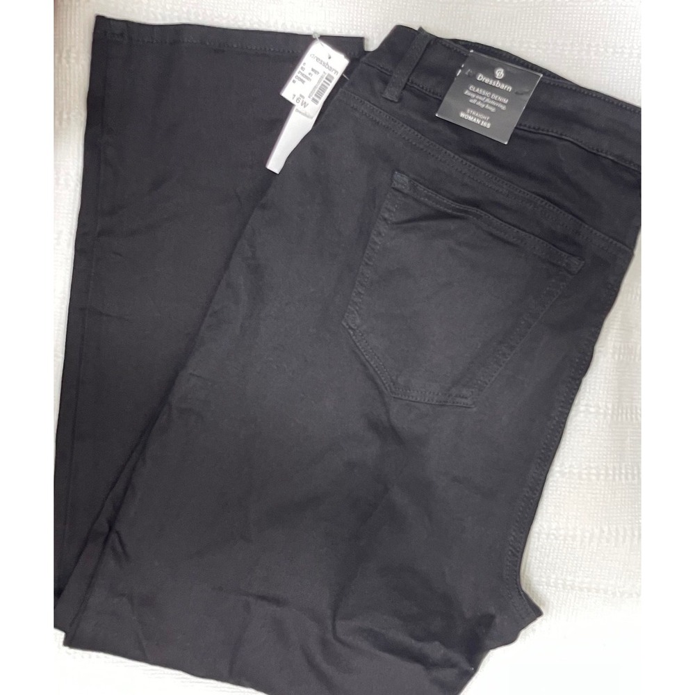 NWT‎ Dress Barn Women's Black High Waist Straight Leg Pant Size 16S